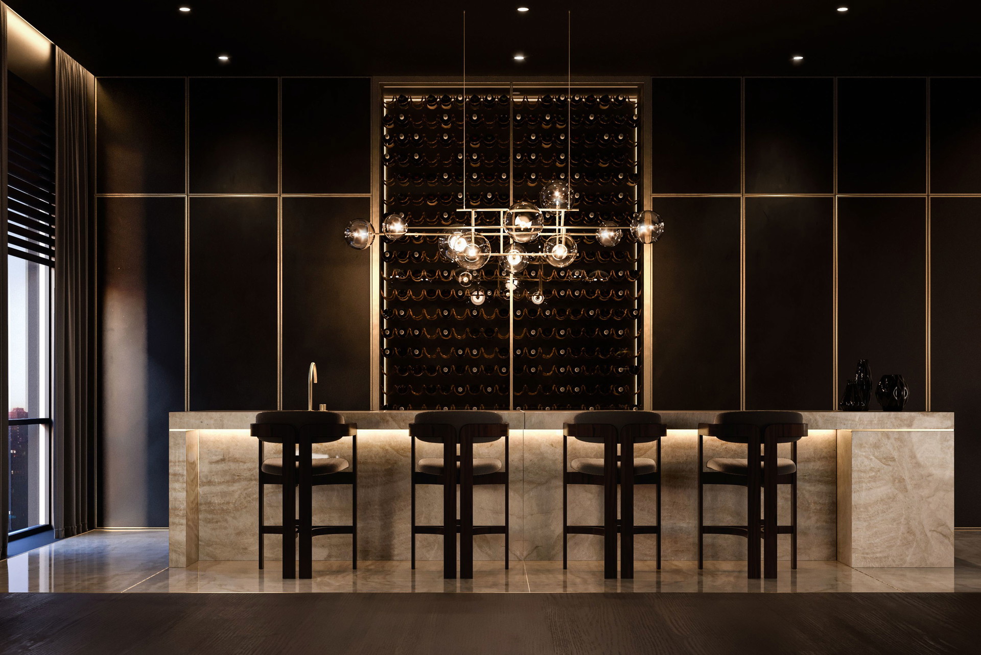 Wunder-Bar: Das Konzept für ein New Yorker Loft zeigt, dass man bei F/LIST auch den 
Wohn­bereich perfekt beherrscht.