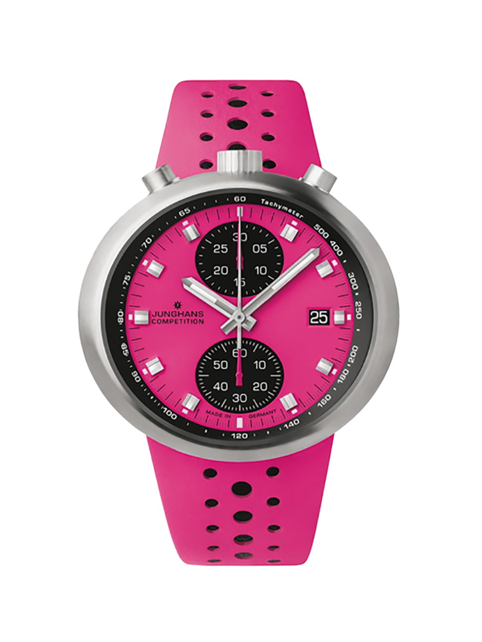 Happy Pink. Gute Laune ist garantiert mit der »1972 Competition Pink Edition« aus dem Hause Junghans. junghans.de
