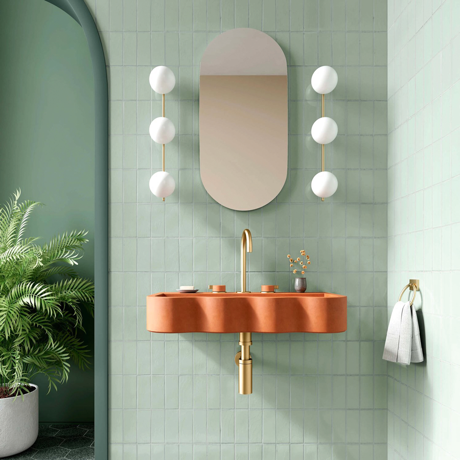Perfekte Welle
Der britische Anbieter Kast 
setzt auf Beton, originelle 
Formen und kräftige Farben 
wie beim Modell »Dune«. 
kastconcretebasins.com