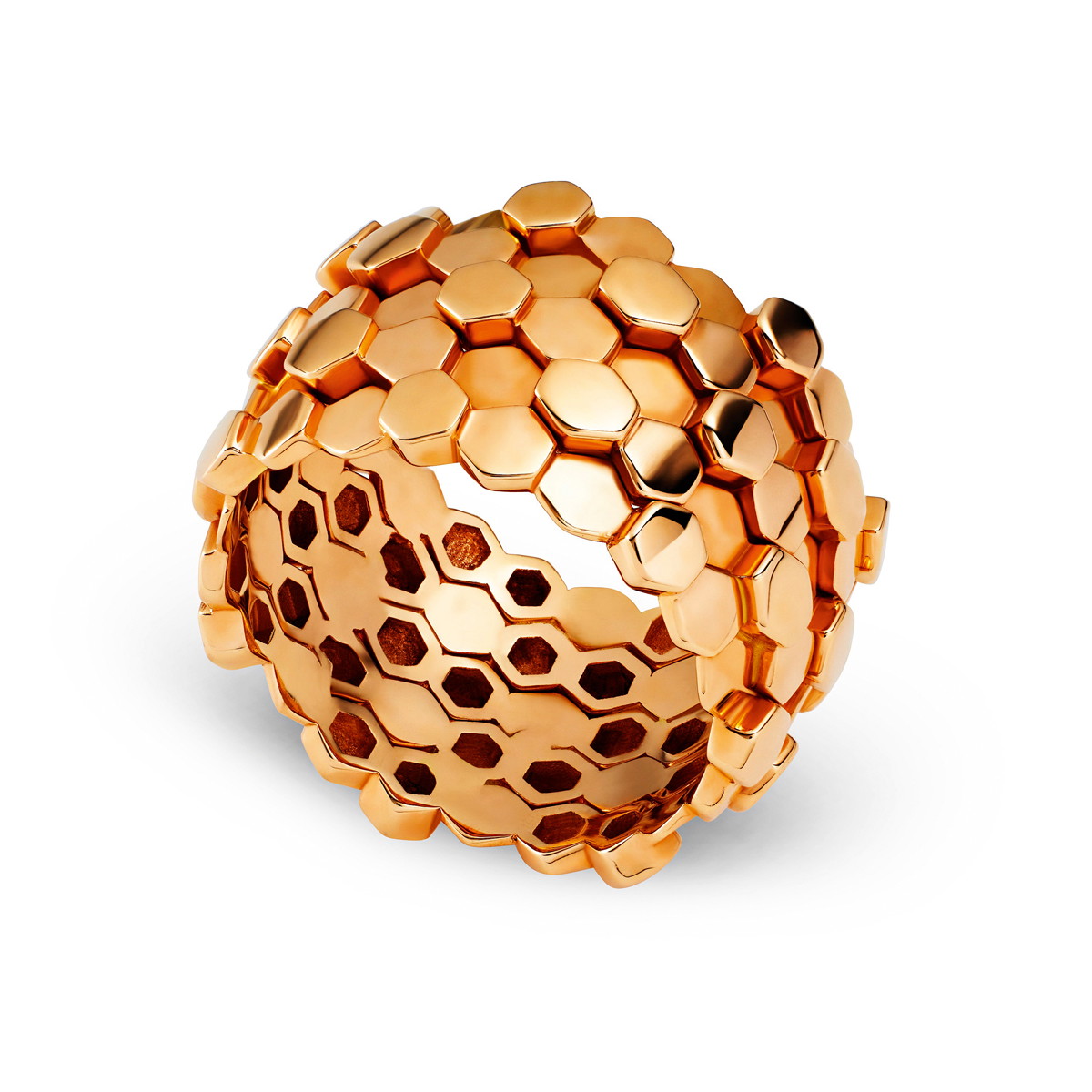 Bienenstock: Goldener Ring in Form einer Honigwabe. rozetundfischmeister.at