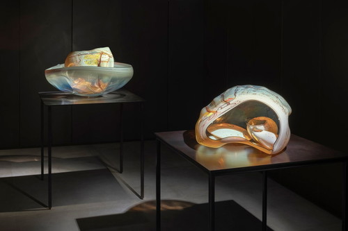 Dale Chihuly, Celadon Baskets (detail), 2017. Palazzo Loredan, Venice, installed 2026.