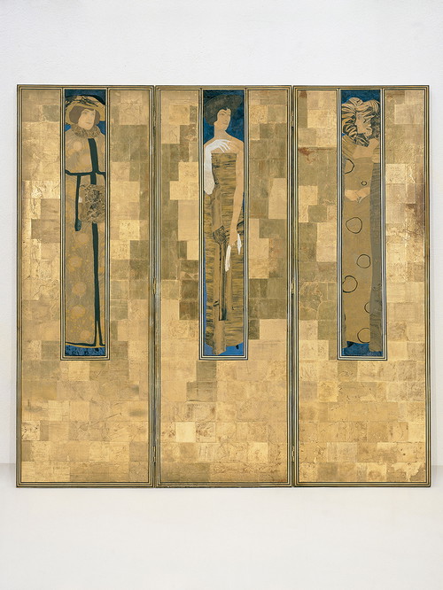 Koloman Moser, Paravent, 1906
Ausführung: Wiener Werkstätte/Karl Beitel/Therese Trethan
Holz, Gold- und Tunkpapier, Borte