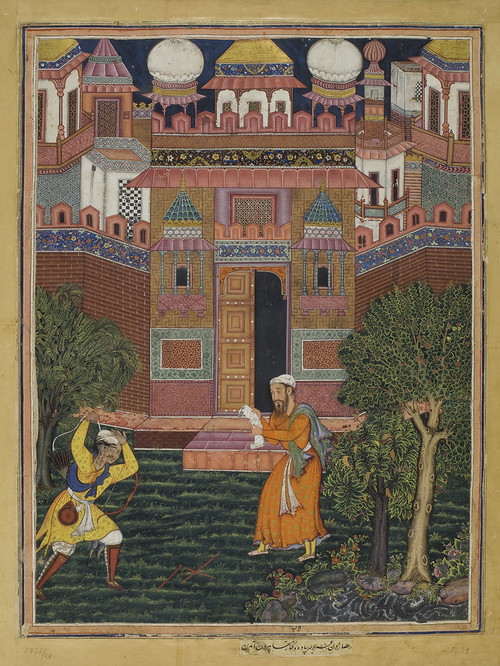 Miniatur aus der Mogulhandschrift Hamzanama, um 1570
Baumwolle, Papier, bemalt
