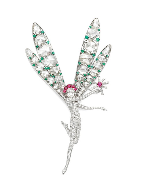 Little Winged Fairy Clip, 1941
Platin, Gold, Smaragde, Rubine, Diamanten