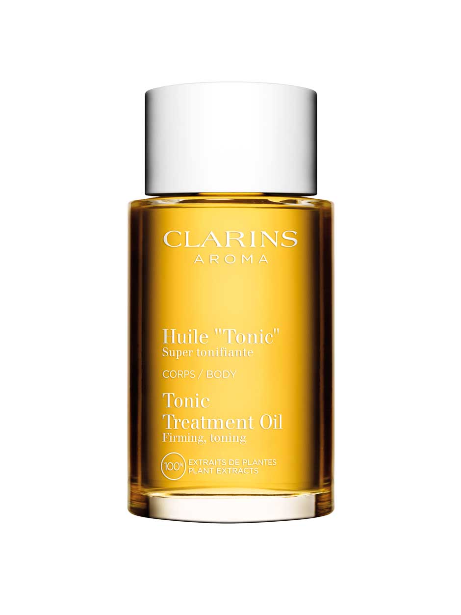 Festigkeit, Straffheit und Elastizität verspricht 
das bereits legendäre »Huile Tonic«  von Clarins. Um € 65,80. 
 clarins.at