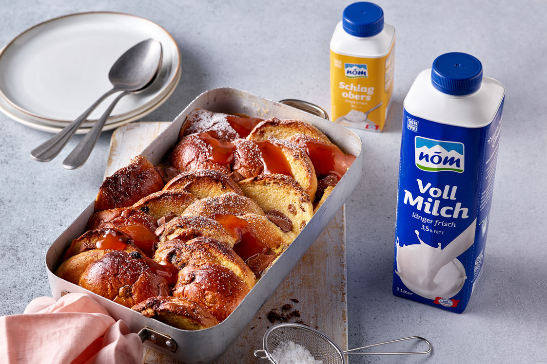 Bread-Pudding mit Schokolade