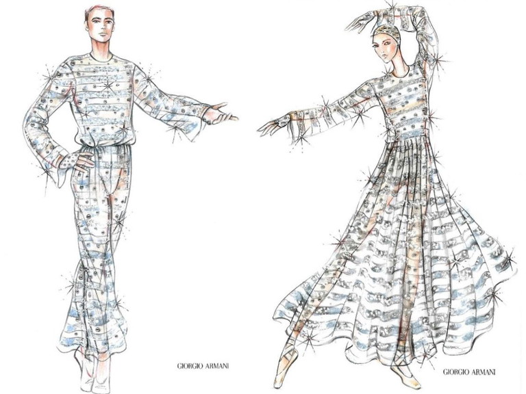 Der Entwurf der Kostüme für die Tänzerinnen und Tänzer des Wiener Staatsballetts stammt von niemand Geringerem als Giorgio Armani. 