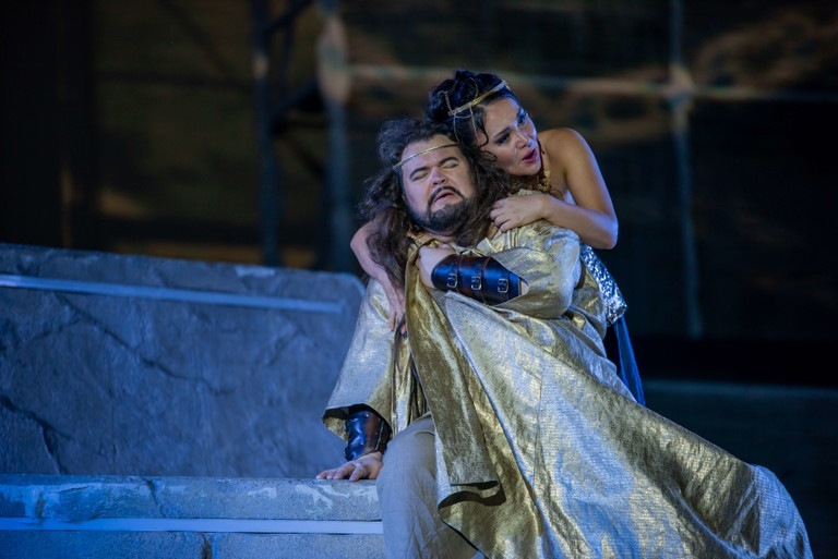 Kristian Benedikt und  Margarita Gritskova in „Samson und Dalila“.