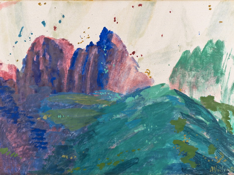 Max Weiler, (1910-2001) „Alpenglühen" Eitempera auf Leinwand, 35 x 50 cm, 1986