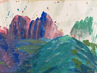 Teil der FAIR FOR ART Vienna: Max Weiler, (1910-2001) „Alpenglühen" Eitempera auf Leinwand, 35 x 50 cm, 1986