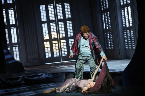 Probenfoto: Astrid Kessler (Salome), Wolfgang Ablinger-Sperrhacke (Herodes)